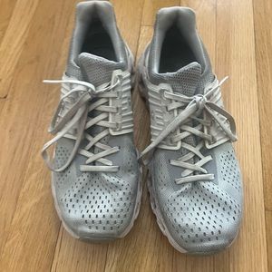 White on running sneakers